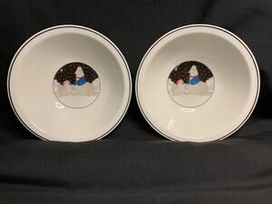 Vintage Epoch Polar Party Seal Cereal Bowls Set of 2 1997 Christmas 6.25in